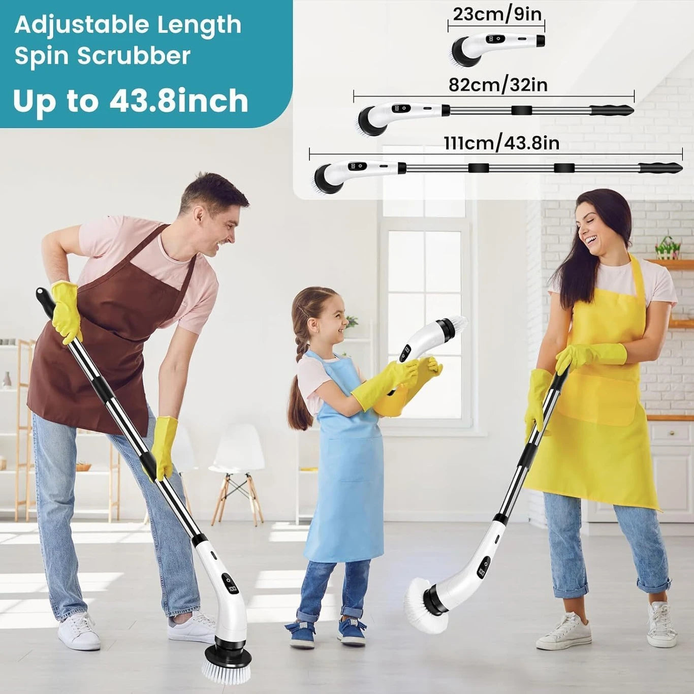 Electric Spin Scrubber – Cordless Rechargeable Cleaning Brush with 7 Brush Heads