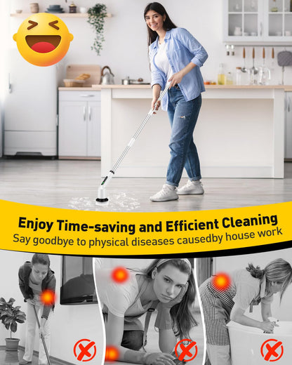 Electric Spin Scrubber – Cordless Rechargeable Cleaning Brush with 7 Brush Heads