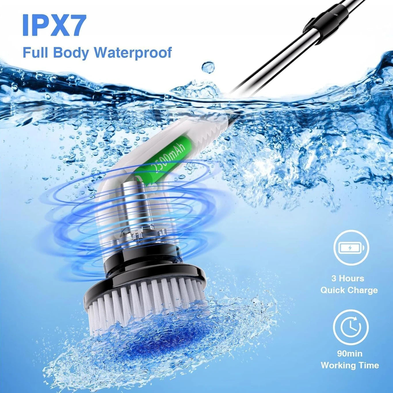 Electric Spin Scrubber – Cordless Rechargeable Cleaning Brush with 7 Brush Heads