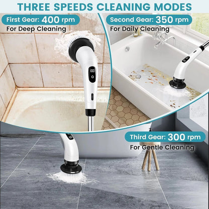 Electric Spin Scrubber – Cordless Rechargeable Cleaning Brush with 7 Brush Heads