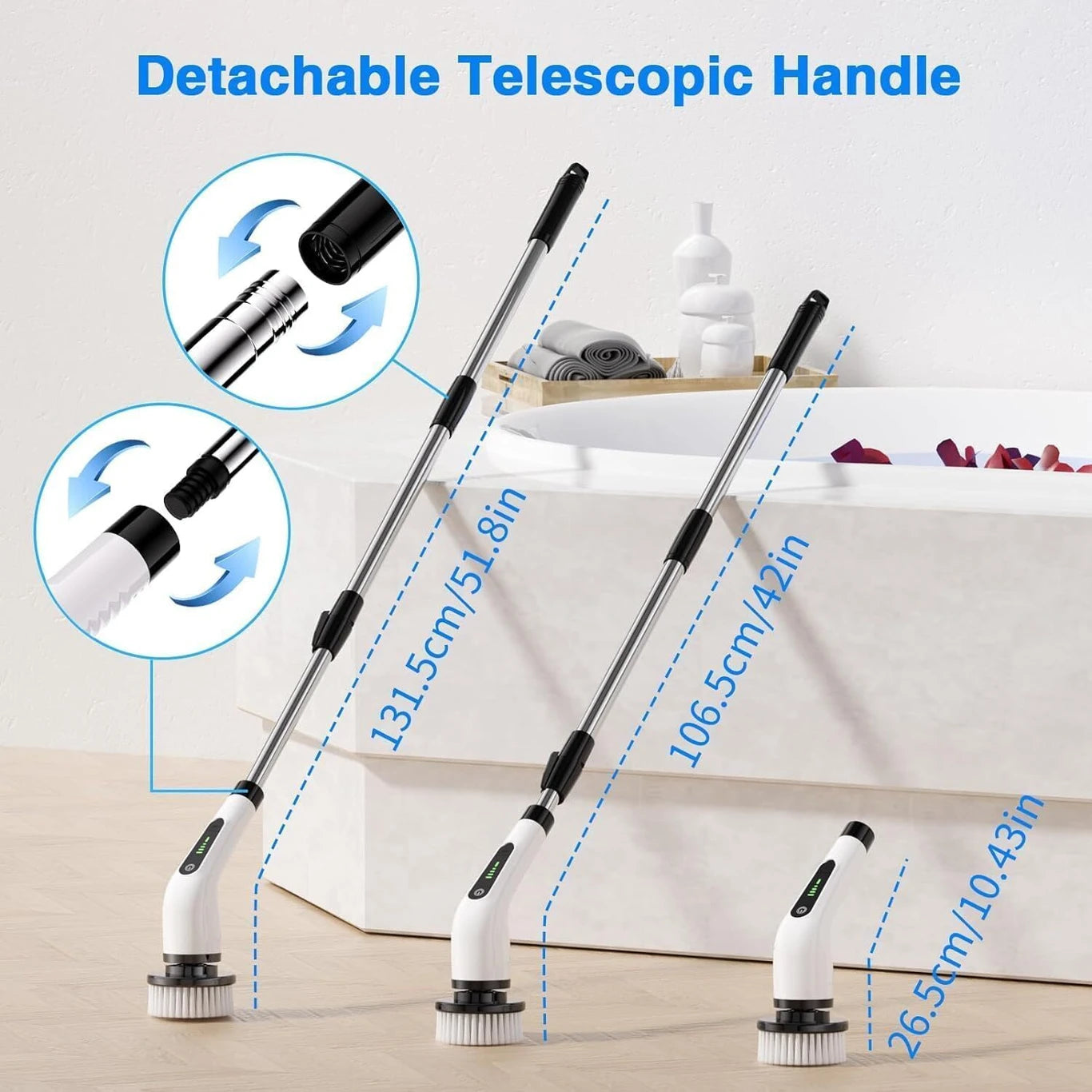 Electric Spin Scrubber – Cordless Rechargeable Cleaning Brush with 7 Brush Heads