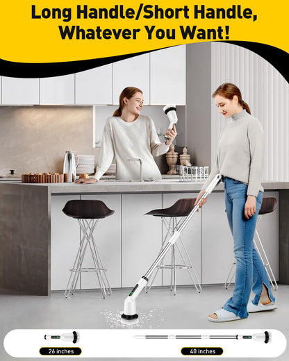 Electric Spin Scrubber – Cordless Rechargeable Cleaning Brush with 7 Brush Heads