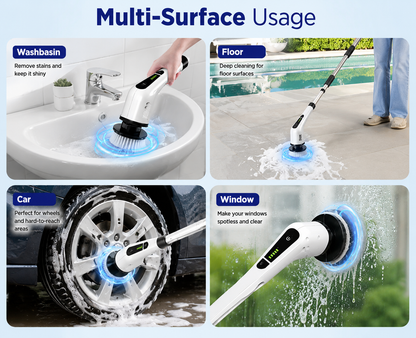 Electric Spin Scrubber – Cordless Rechargeable Cleaning Brush with 7 Brush Heads